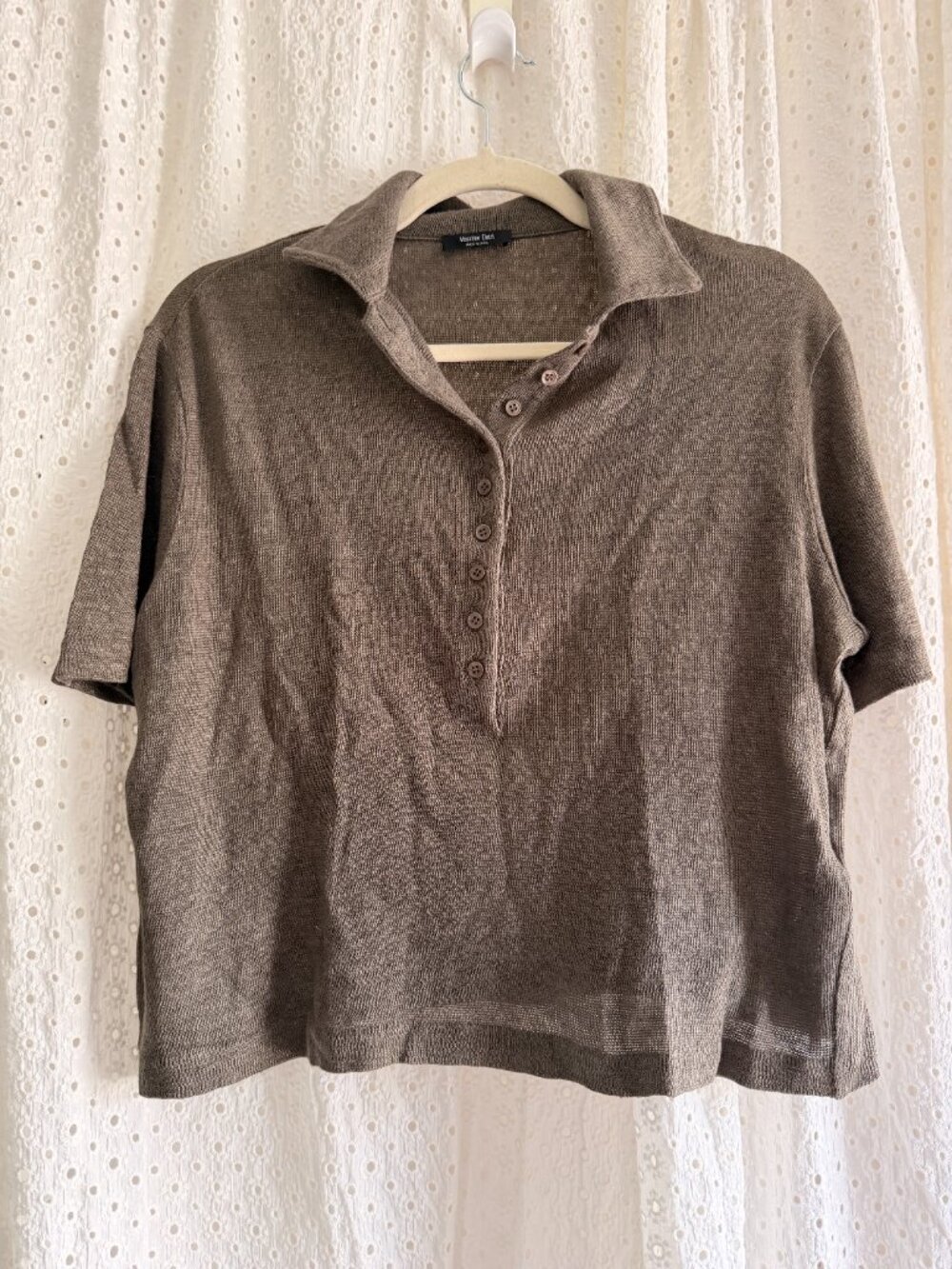 Massimo Dutti Cropped Knit Polo. Size Small.